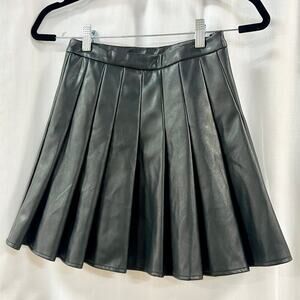 showpo. Faux Leather High Rise Pleated A-Line Mini Skirt Black Women's Size 4 US